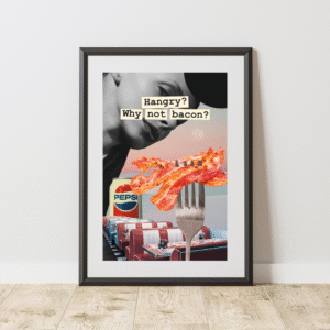 Bekon in America - plakat kolaż