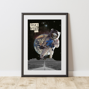 "Gnam w kosmos" by Zigi - plakat kolaż